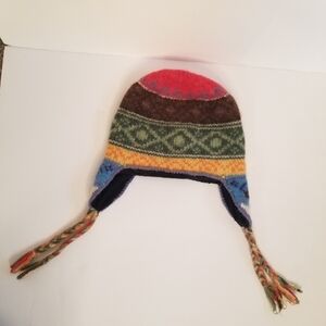 Artesania 100% alpaca traditional knit hat ear flaps fleece lined inner band